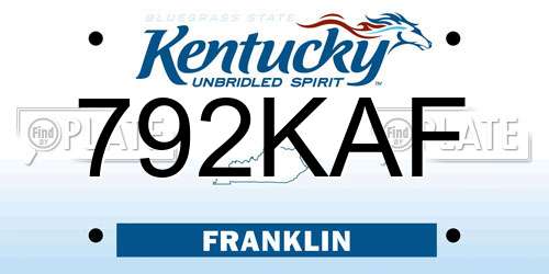 792KAF Kentucky License Plate