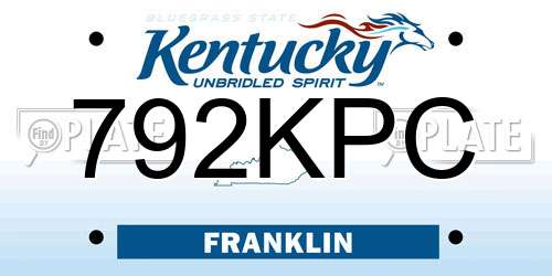 792KPC Kentucky License Plate