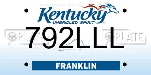 792LLL Kentucky License Plate