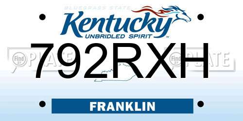 792RXH Kentucky License Plate