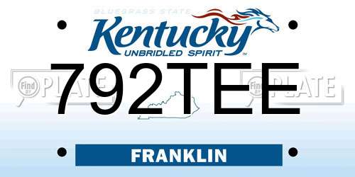 792TEE Kentucky License Plate