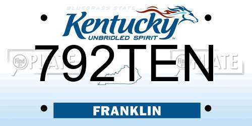 792TEN Kentucky License Plate