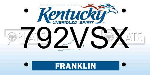 792VSX Kentucky License Plate