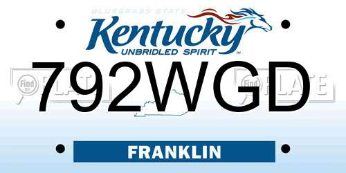 792WGD Kentucky License Plate