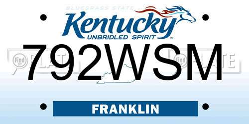 792WSM Kentucky License Plate