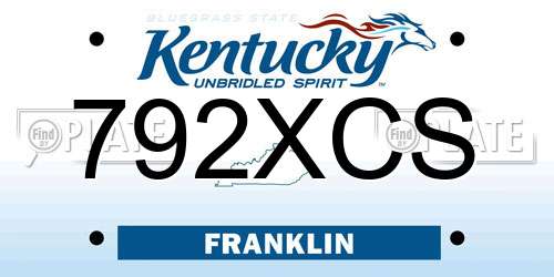 792XCS Kentucky License Plate