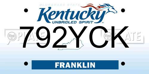 792YCK Kentucky License Plate
