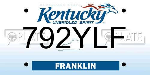 792YLF Kentucky License Plate