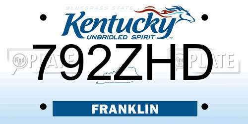 792ZHD Kentucky License Plate