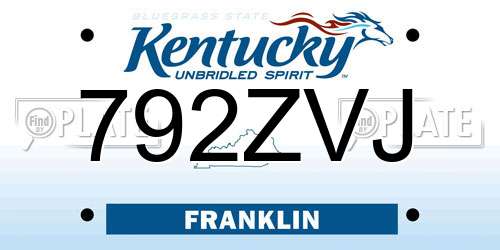792ZVJ Kentucky License Plate
