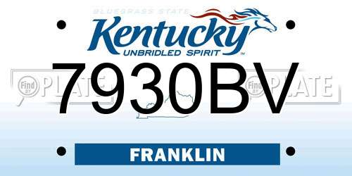 7930BV Kentucky License Plate