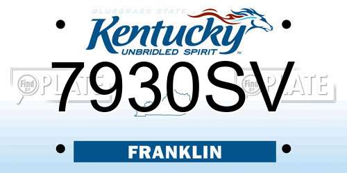 7930SV Kentucky License Plate