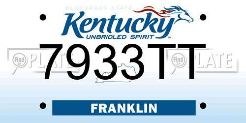 7933TT Kentucky License Plate