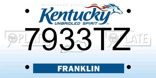 7933TZ Kentucky License Plate