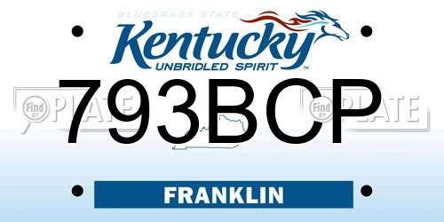 793BCP Kentucky License Plate