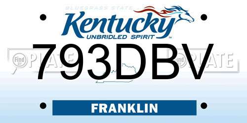 793DBV Kentucky License Plate