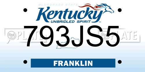 793JS5 Kentucky License Plate