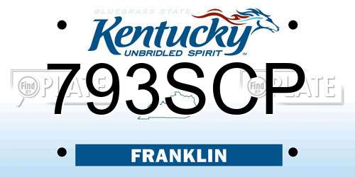 793SCP Kentucky License Plate