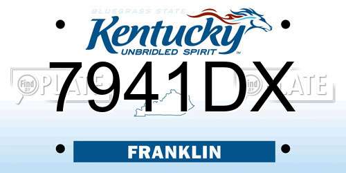 7941DX Kentucky License Plate