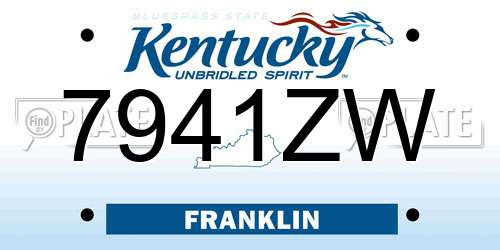 7941ZW Kentucky License Plate