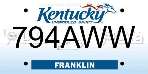 794AWW Kentucky License Plate
