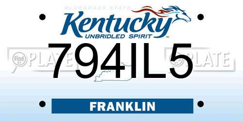 794IL5 Kentucky License Plate