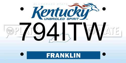 794ITW Kentucky License Plate