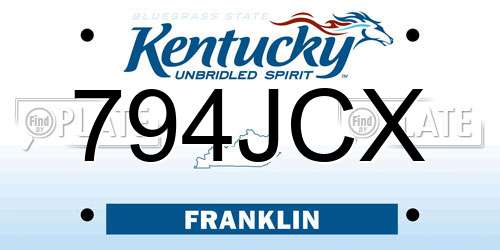 794JCX Kentucky License Plate