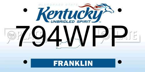794WPP Kentucky License Plate