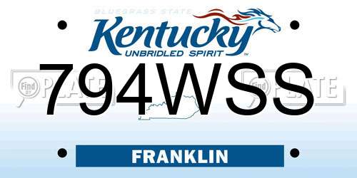 794WSS Kentucky License Plate