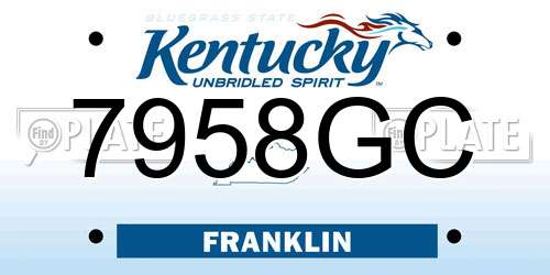 7958GC Kentucky License Plate