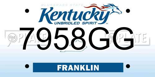 7958GG Kentucky License Plate