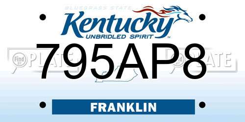 795AP8 Kentucky License Plate