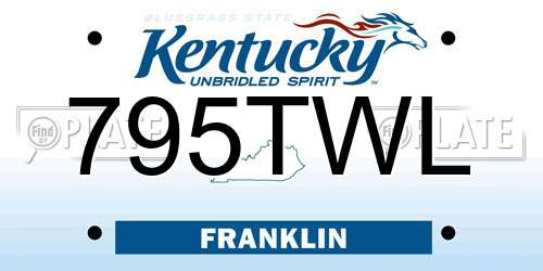 795TWL Kentucky License Plate