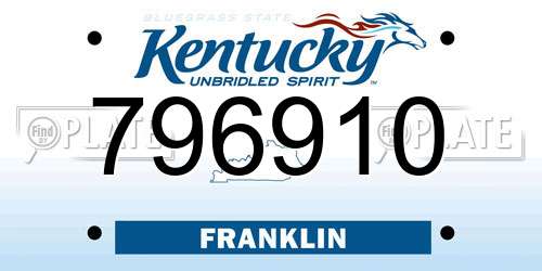 796910 Kentucky License Plate
