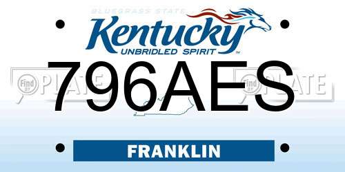 796AES Kentucky License Plate