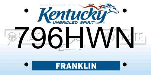 796HWN Kentucky License Plate