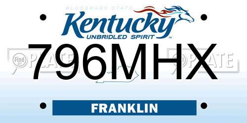 796MHX Kentucky License Plate