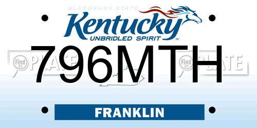 796MTH Kentucky License Plate