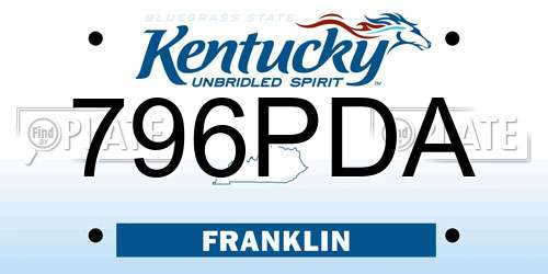 796PDA Kentucky License Plate