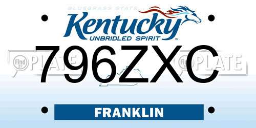 796ZXC Kentucky License Plate