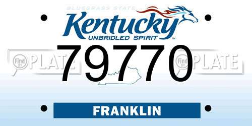 79770 Kentucky License Plate