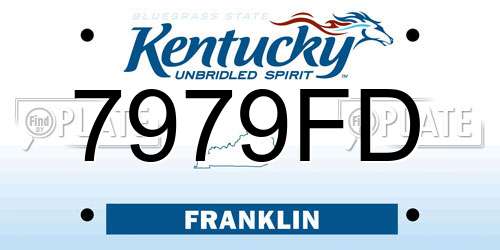 7979FD Kentucky License Plate
