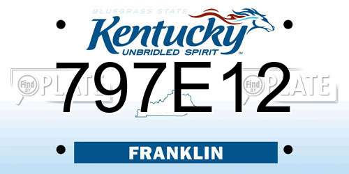 797E12 Kentucky License Plate