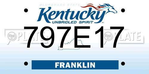 797E17 Kentucky License Plate