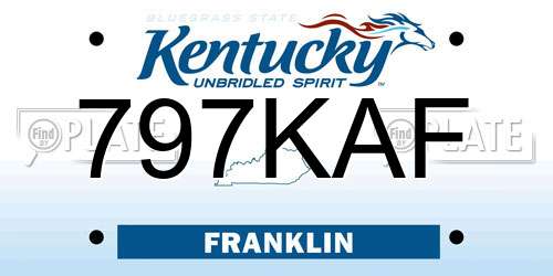 797KAF Kentucky License Plate