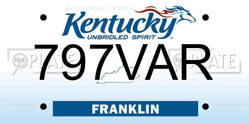 797VAR Kentucky License Plate