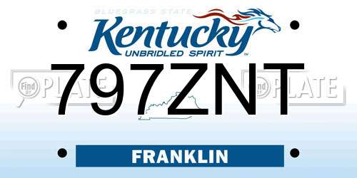 797ZNT Kentucky License Plate
