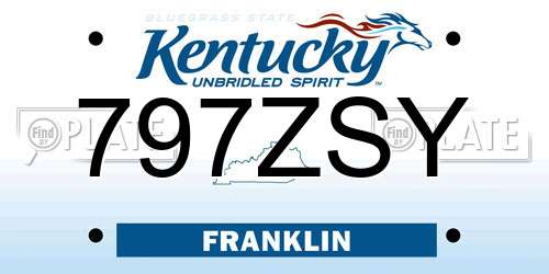 797ZSY Kentucky License Plate