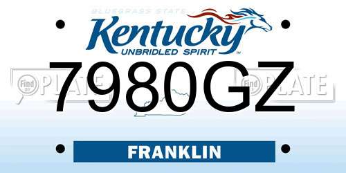 7980GZ Kentucky License Plate